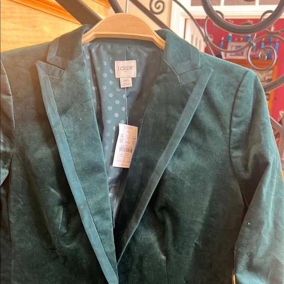 J. Crew Women's Green Velvet Blazer Size 00 New With Tag